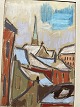 Ole Buus Larsen præsenterer: Gouache af den svenske kunstner Lars Bertle - Byens tage.