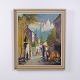 Osted Antik & Design præsenterer: Maleri på Lærred med Gademotiv i Guldramme 72 x 62 cm