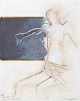 Nis Schmidt, "Ved tavle II", mixed media på papir, ...