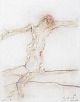 L'Art præsenterer: Nis Schmidt, "Pietà II", mixed media på papir, listet dansk billedkunstner.
