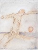 L'Art præsenterer: Nis Schmidt, "Pietà IV", mixed media på papir, listet dansk billedkunstner.