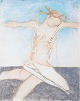 L'Art præsenterer: Nis Schmidt, "Pietà", mixed media på papir, listet dansk billedkunstner.
