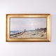 Osted Antik & Design præsenterer: Oliemaleri med Kystparti fra Hornbæk i Guldramme fra 1886 af Alfred Olsen