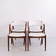 Osted Antik & Design præsenterer: Sæt af 4 Kai Kristiansen Stole Model 31 i Teak og Hvidt Læder 1960’erne