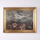 Maleri på Lærred med Landsbymotiv og Hestevogn 1930’erne ...