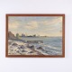 Frits Jacobsen Kystlandskab med Strand og Havn 55 x 75 cm