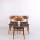 Sæt af 5 Danske Spisebordsstole i Teak med Sort Polstret ...