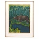 Aabenraa Antikvitetshandel præsenterer: Scherfig litografi næsehorn. Hans Christian Scherfig, 1905-79, ...