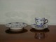 6 set Royal Copenhagen Blue Fluted Full Lace Cups on feet