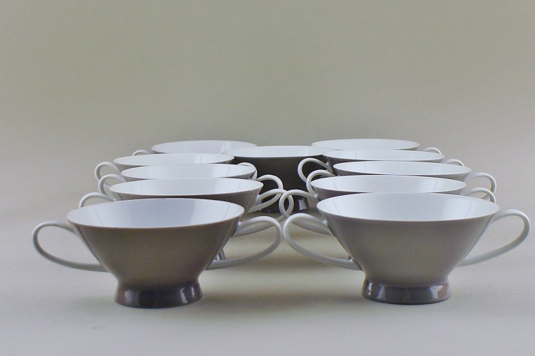 Rosenthal bouillon cups, 11 pcs. Beautiful modern design, in dark gray.