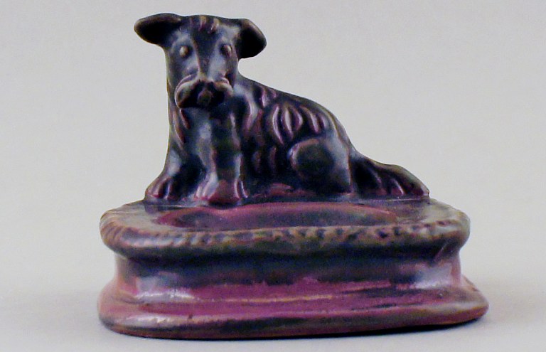 Hjorth (Bornholm) glazed stoneware figure in the form of a dog.