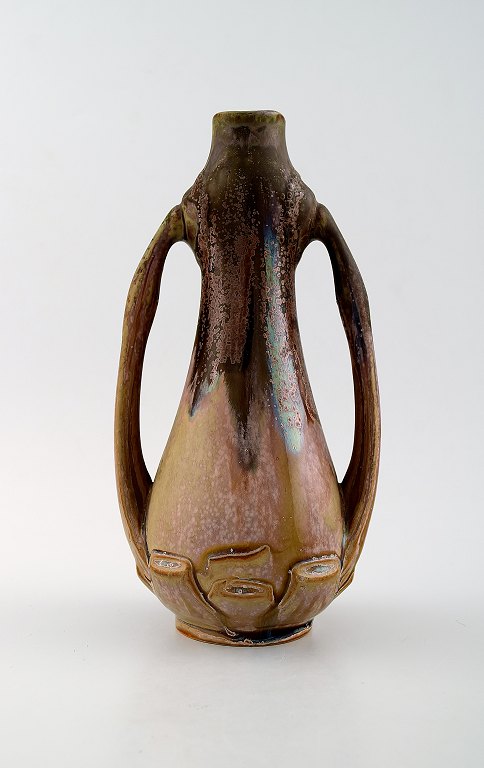 French Art Nouveau ceramic vase, Denbac (1909-1952) produced in Vierzon.