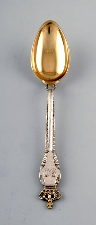 Mindeske i forgyldt sølv, 80 års jubilæum, kongekrone.
