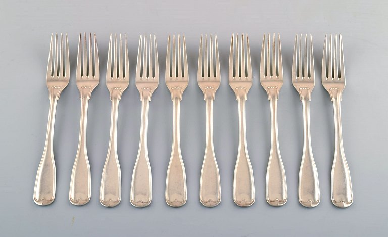 10 dinner forks, Old rifled, Danish silver 0.830.
