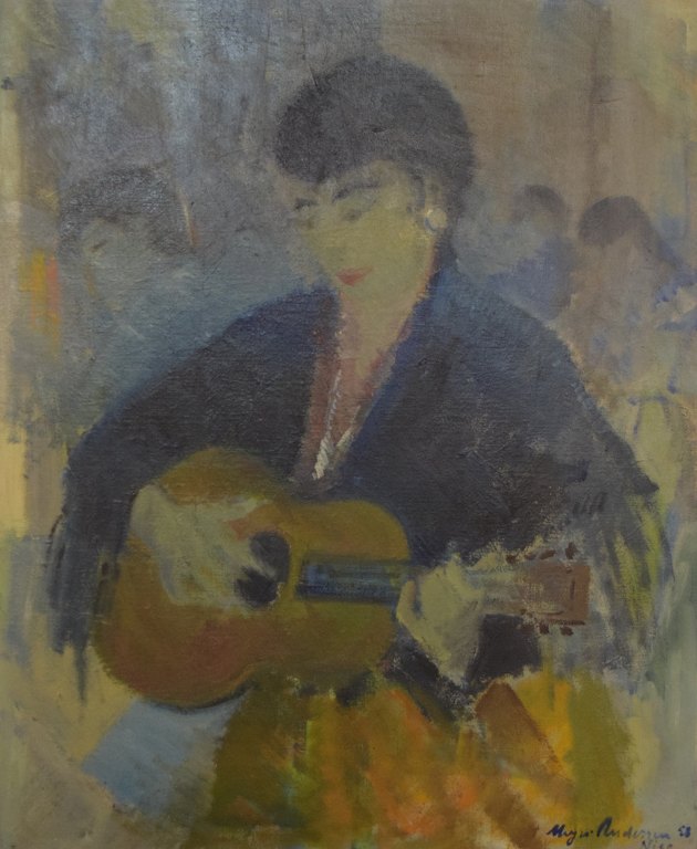 Johannes Meyer Andersen (1918-2005) Listed Danish artist, street musician from 
Nice, oil on canvas.