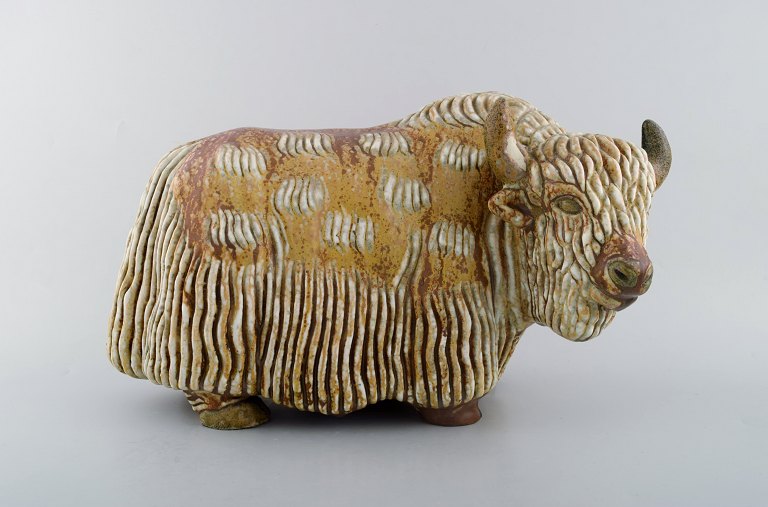 Very large Rörstrand stoneware figure by Gunnar Nylund, standing musk ox.
