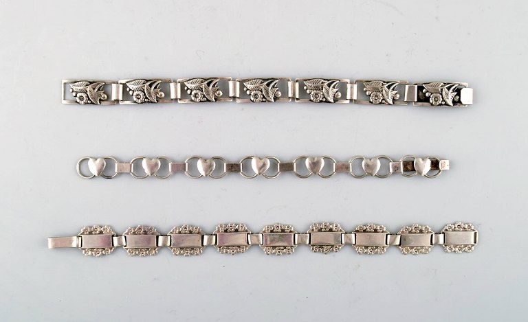 Modern Danish design, three bracelets in silver.