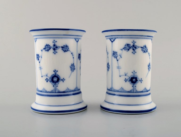 A pair of Royal Copenhagen Blue fluted vases.
