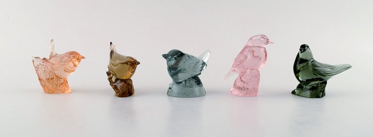 Paul Hoff for Svenskt Glas, 5 birds in art glass. WWF.
