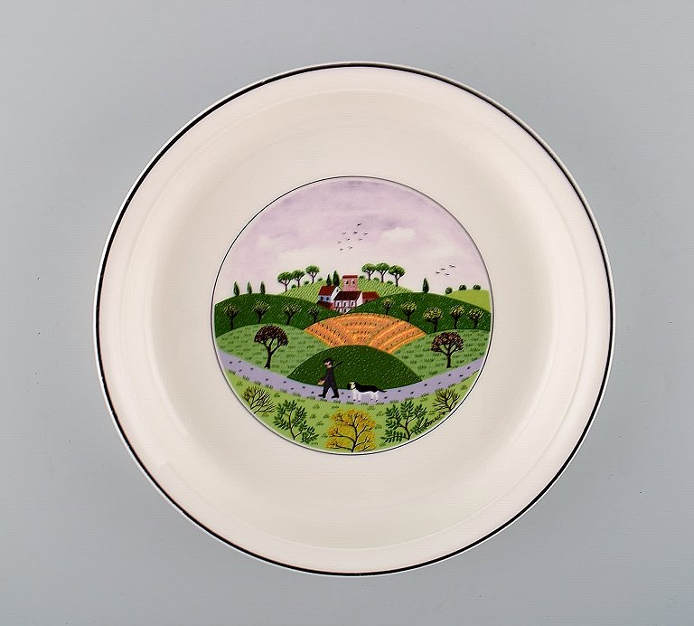 Villeroy & Boch Naif oven proof dish in porcelain decorated with naivist village 
motif.