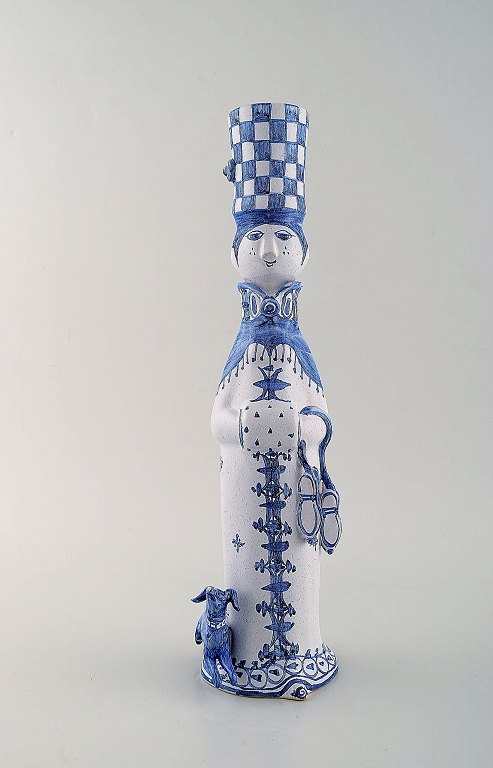 Bjørn Wiinblad unique ceramic figure. "Winter" in blue "Seasons". Signed and 
dated. 2002.
