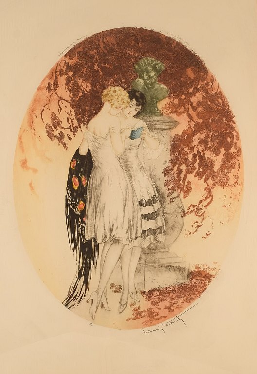 Louis Icart (1888-1950). Radering på papir. "Look". Dateret 1928.
