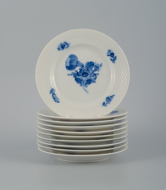Ten Royal Copenhagen Blue Flower Braided cake plates.
