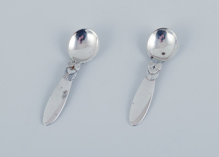 Georg Jensen, Cactus, two sterling silver salt spoons.