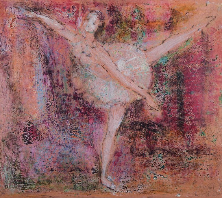 Gerda Åkesson (1909-1992), Swedish artist, oil pastel on paper.Ballerina. Modernist style.