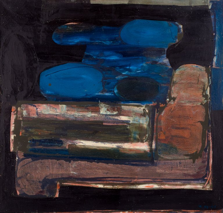 Ingvar Engdahl (1928-1992), listed Swedish artist. Oil on canvas.
Abstract composition.