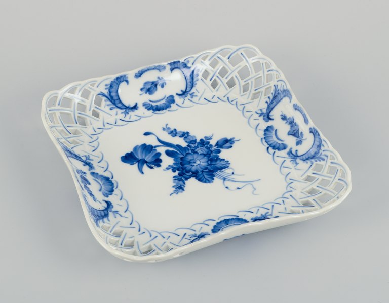 Royal Copenhagen Blue Flower. 
Open lace square bowl. Hand-painted.