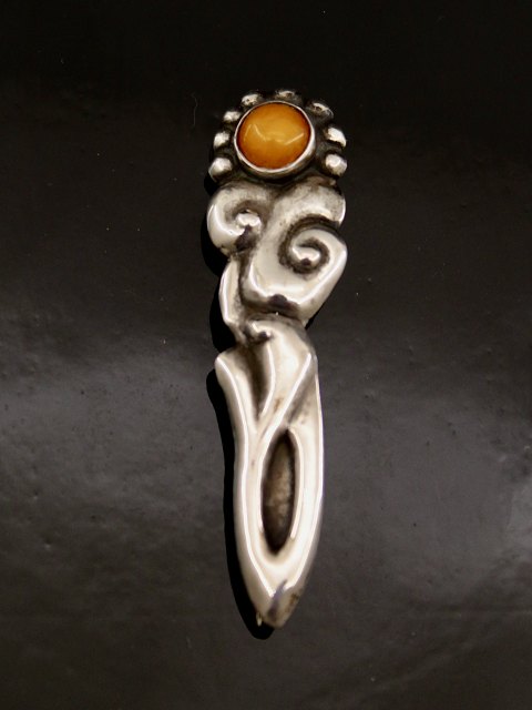 830 sølv art nouveau broche