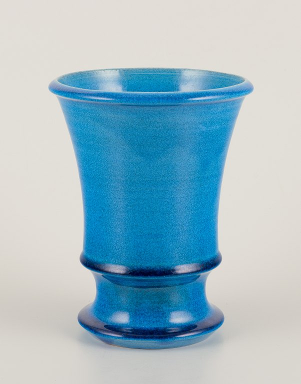 Nils Kähler for Kähler. Ceramic vase in azure glaze.