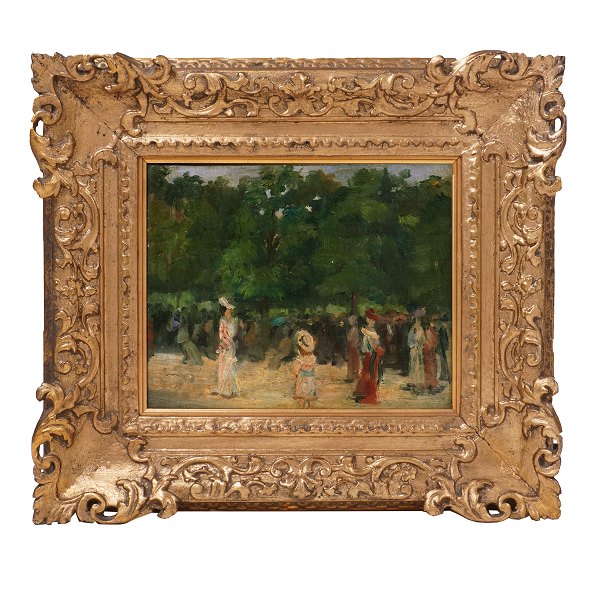 Französischer Impressionist: Volksleben in einer Strasse. Frankreich um 1880. 
Lichtmasse: 19x24cm. Mit Rahmen: 36x41cm