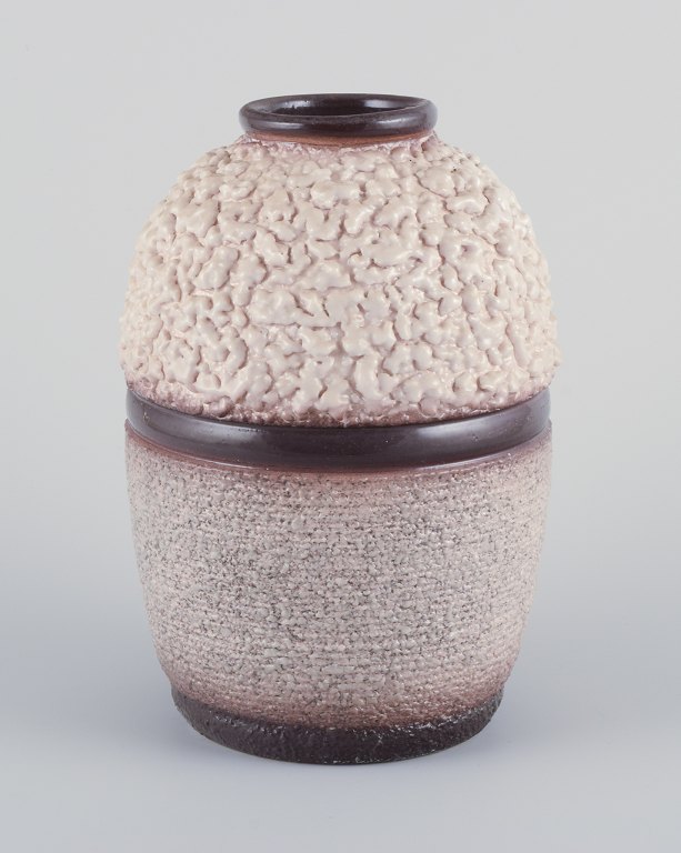 French ceramicist.
Ceramic vase. Lava glaze in light and brown colours.