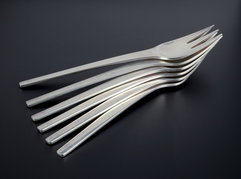 Georg Jensen, Caravel. A set of six lunch forks in sterling silver.