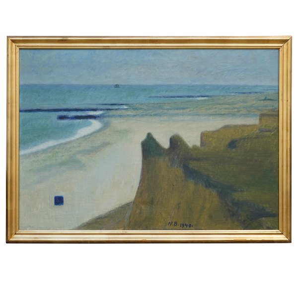 Niels Bjerre, 1864-1942, Öl auf Leinen. Küste, Westjütland. Signiert und datiert 
1940. Lichtmasse: 68x99cm. Mit Rahmen: 78x109cm
