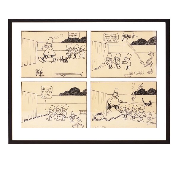 Robert Storm Petersen, 1882-1949. Four original drawings, ink & pencil, 1913-16. 
Size with frame: 52x65cm
