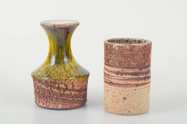 European Studio PottersTwo small stoneware vases.