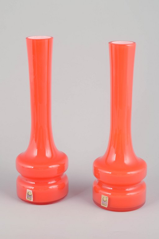 Hyllinge, SwedenPair of mouth-blown vases, 1970s.