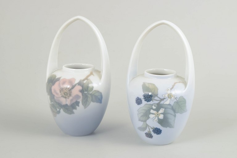 Royal Copenhagen, Art Nouveau vases with handles, set of 2.
