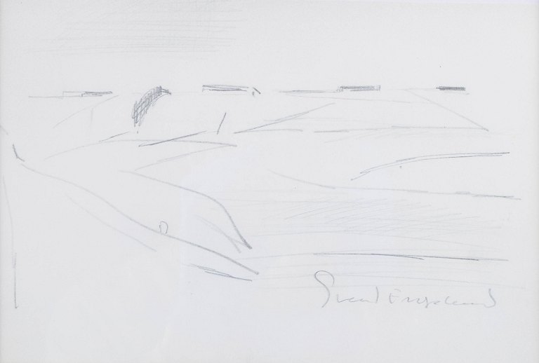 Svend Engelund, drawing, listed Danish artist.