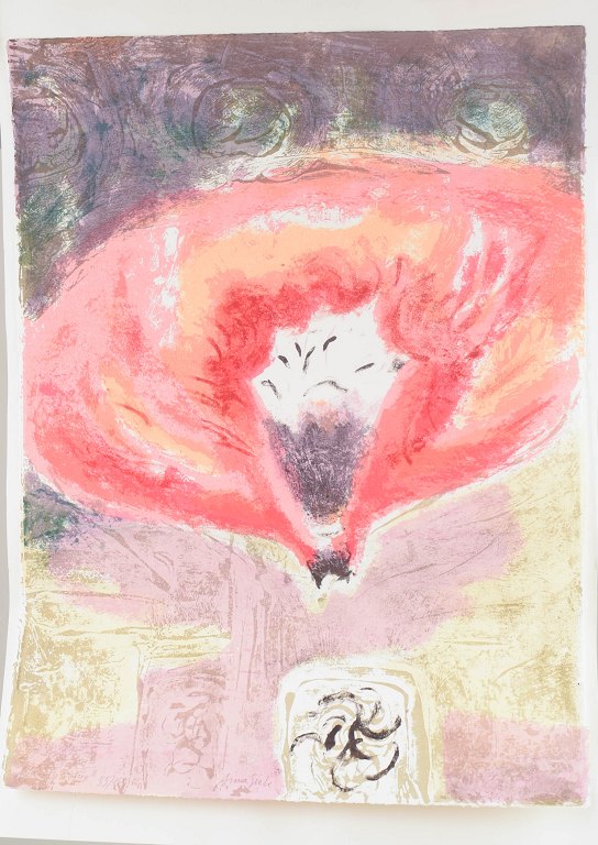 Anna Siek, colour lithograph, Polish artist.