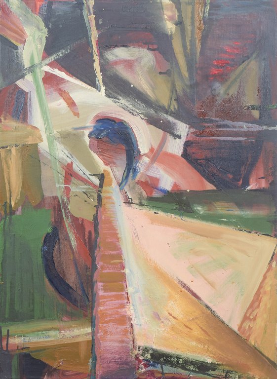 Europæisk kunstner, abstrakt komposition, olie på lærred.