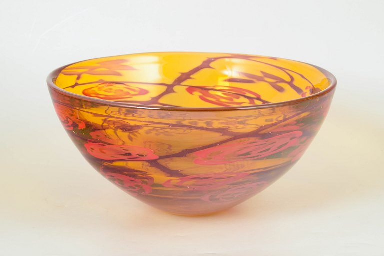 Olle Brozén for Kosta Boda, stor kunstglasskål.