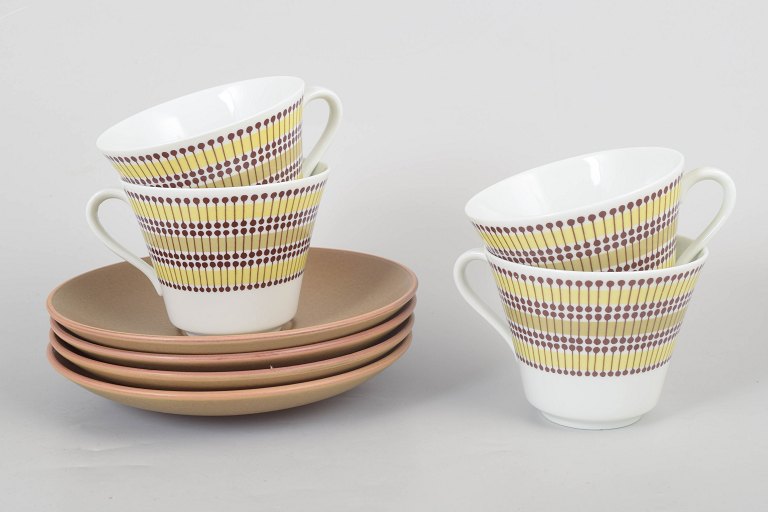 Rörstrand "Mandarin", set of four teacups with saucers.