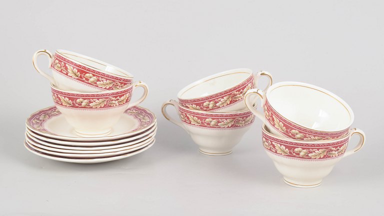 Marlborough Royal Petal, set of six teacups with matching saucers.