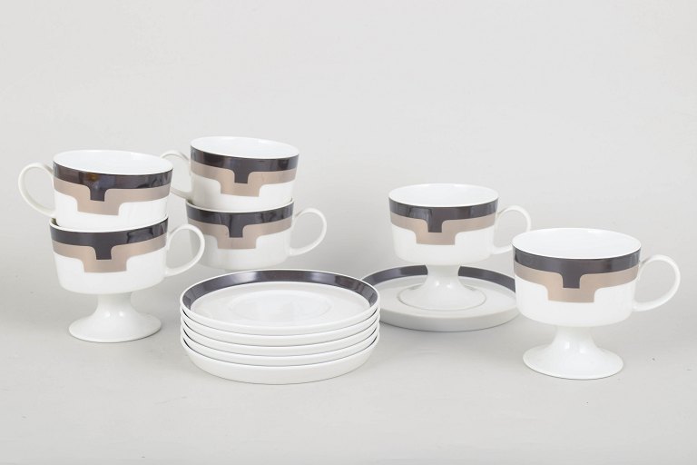 Tapio Wirkkala for Rosenthal, set of six coffee cups with matching saucers.