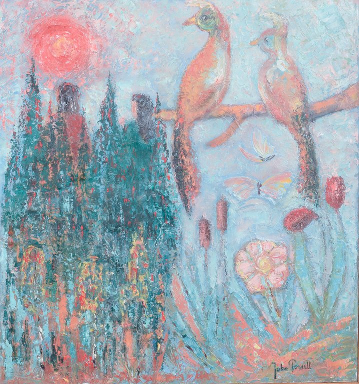 John Forsell, olie på lærred, listet svensk kunstner.